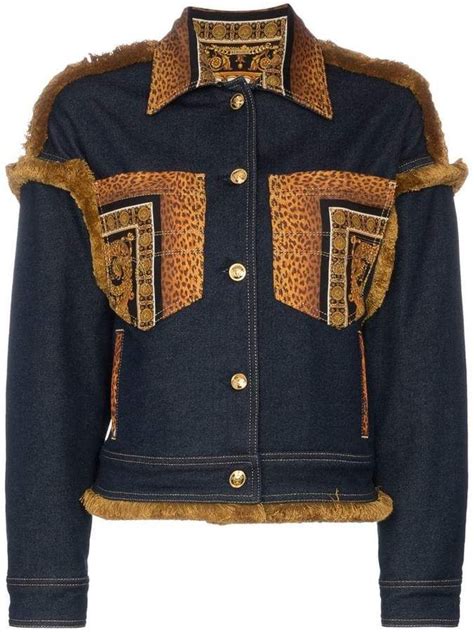 versace cheetah print jacket|Versace denim jacket.